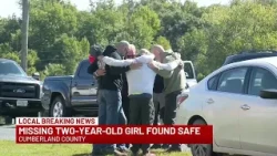 Missing 2-year-old found alive in Cumberland County